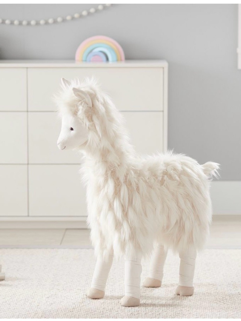 Pottery Barn Kids Cream and White Plush Llama